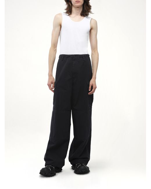 Balenciaga Black Large Cargo Pants, 100% Cotton, Size: Small for men