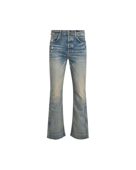 Amiri Blue Stack Kick Flare Jeans, Clay, 100% Cotton for men