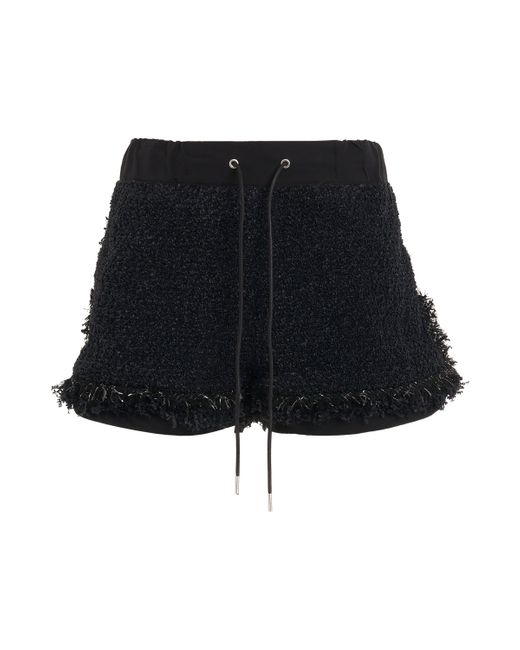 Sacai Black Tweed Shorts, , 100% Cupro