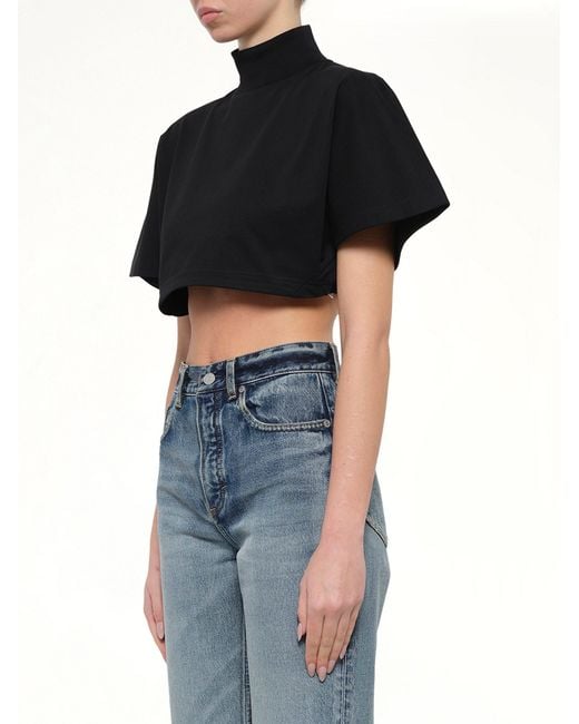 Alaïa Black Cotton Jersey Highneck T-Shirt