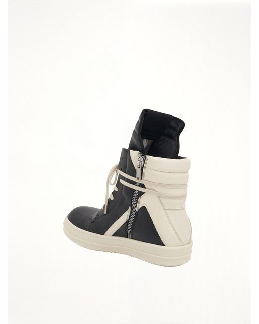 Rick Owens White Geobasket Calf Leather Sneakers for men