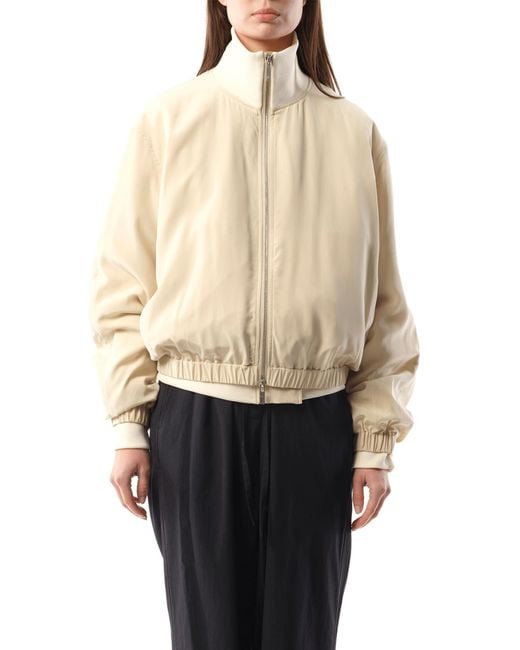 Helmut Lang Natural Silk Zip Bomber Jacket, Long Sleeves, 100% Silk, Size: Small