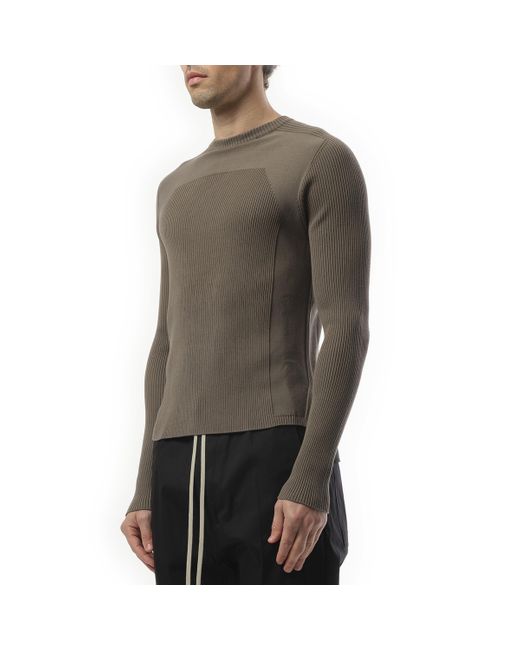 Rick Owens Gray Ribbed Geo Sweater, Long Sleeves, 100% Polyester, Size: Small for men