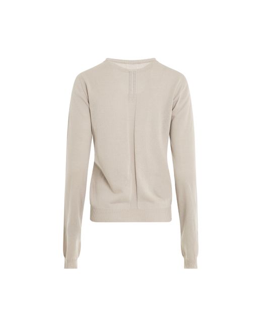 Rick Owens Natural 'Biker Level Round Neck Sweater, Long Sleeves, , 100% Cotton, Size: Small