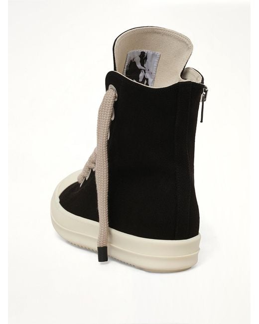 Rick Owens Black 13Oz Overdyed Denim Jumbolace Sneaks for men