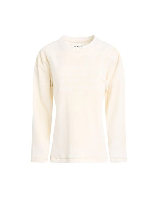 Maison Margiela White 'Rib Cotton Logo Sweatshirt, Long Sleeves, Off, 100% Cotton, Size: Small