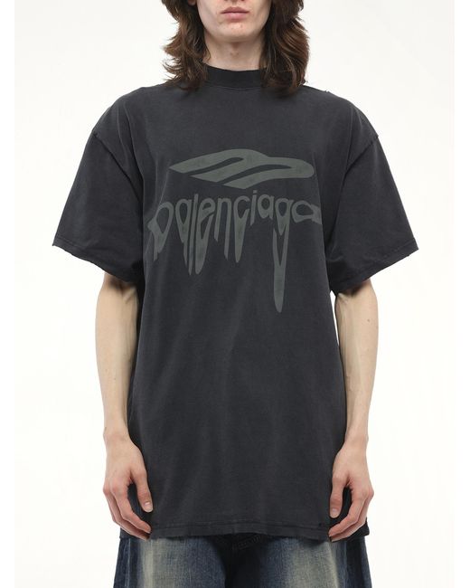 Balenciaga Black T-Shirt With Logo for men