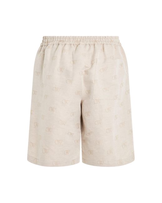 Off-White c/o Virgil Abloh Natural Off- Linen Short Pants, , 100% Cotton for men