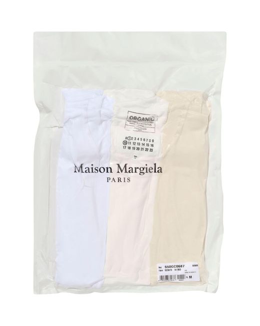 Maison Margiela White Organic Jersey 3 Pack T-Shirt, Short Sleeves, 100% Cotton for men
