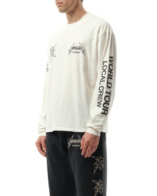 Represent Gray Metallica 40 Year Anniversary Long Sleeve T-Shirt, 100% Cotton, Size: Small for men