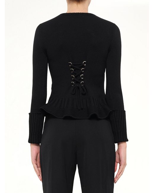 McQueen Black Lace Up Pullover