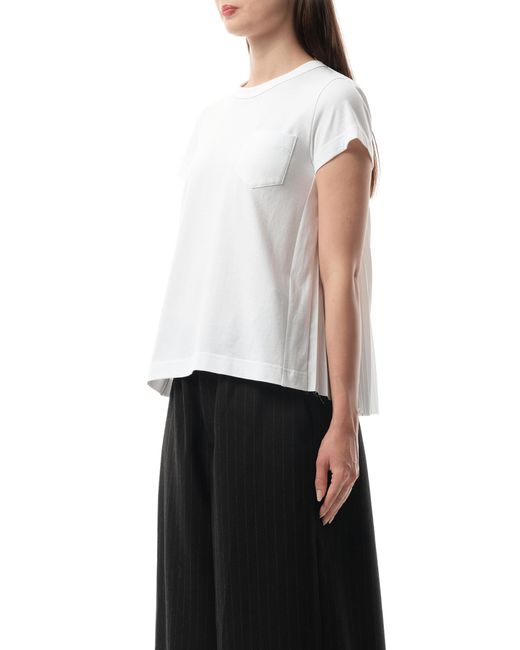 Sacai White X Cotton Poplin X Jersey T-Shirt, Short Sleeves, 100% Cotton