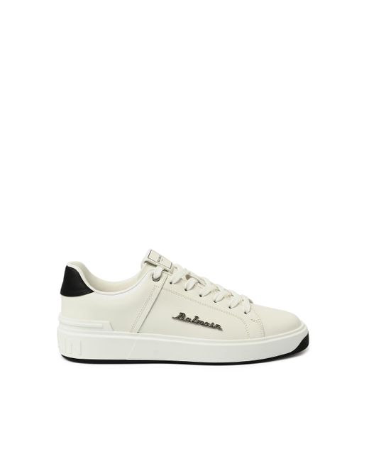 Balmain White B-Court Calfskin Logo Sneakers, /, 100% Calf Leather for men