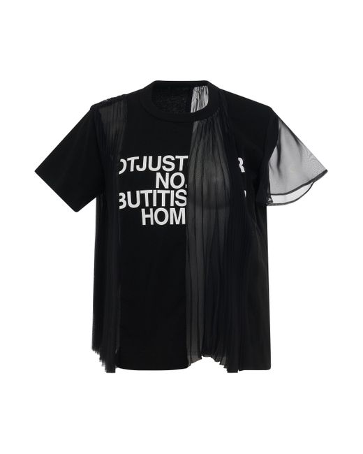 Sacai Black Classic Cotton Jersey T-Shirts, Short Sleeves, , 100% Cotton
