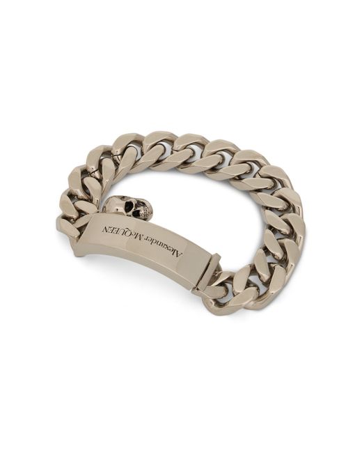 Alexander McQueen Metallic Plated Logo Chain Bracelet for men