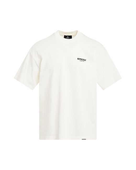 Represent White New Owners Club T-Shirt, Short Sleeves, Flat, 100% Cotton, Size: Large for men