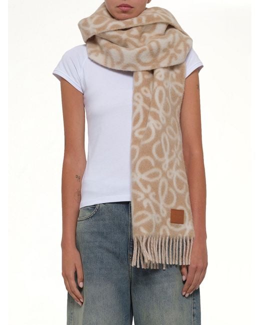 Loewe White Anagram Scarf