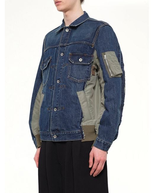 Sacai Blue Denim X Nylon Twill Jacket for men