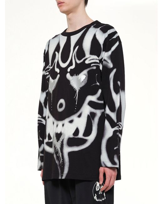 Y-3 Black Allover Yaksha Ls T-Shirt for men