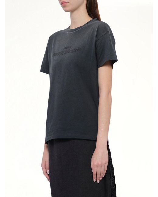 Maison Margiela Black 'Cotton Jersey Logo T-Shirt, Short Sleeves, Washed, 100% Cotton, Size: Small