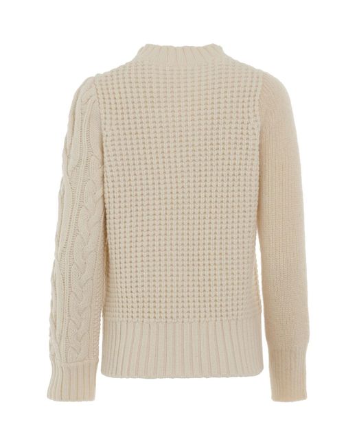 Sacai White Wool Mohair Knit Pullover, Long Sleeves
