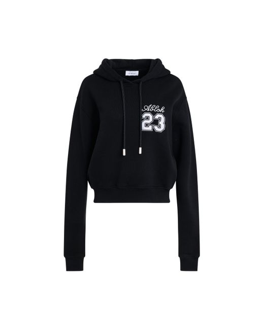 Off-White c/o Virgil Abloh Black Off- 'Ow 23 Embroidered Cropped Hoodie, Long Sleeves, /, 100% Cotton, Size: Small