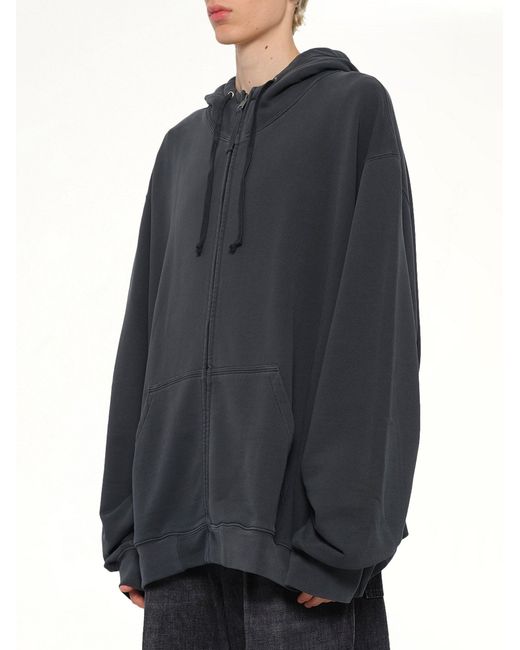 Maison Margiela Blue Lightweight Firm Zip Hoodie for men
