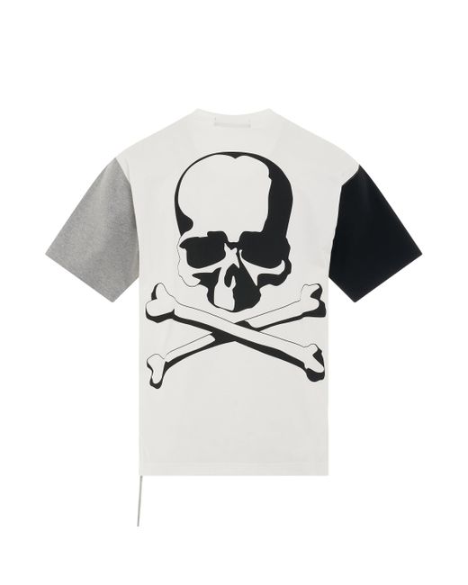 Mastermind Japan Black Colourblock Logo T-Shirt, Round Neck, Short Sleeves, , 100% Cotton, Size: Medium for men