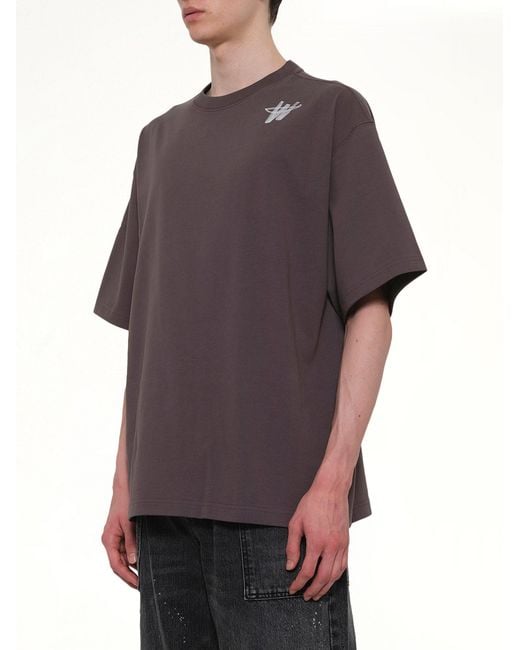 we11done Gray Cotton Wd Logo T-Shirt for men