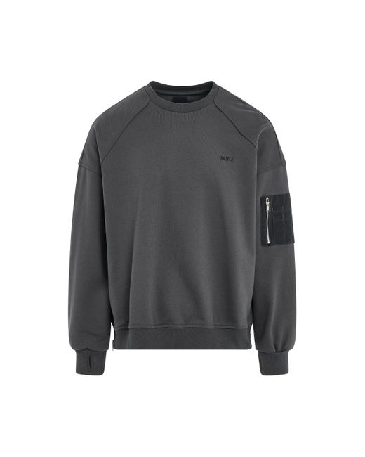 Juun.J Gray Shoulder Patched Side Zip Sweatshirt, , 100% Cotton, Size: Medium for men