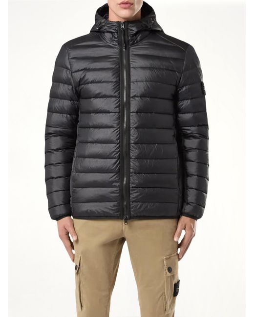 Stone Island Black Lightweight Hooded Down Jacket for men