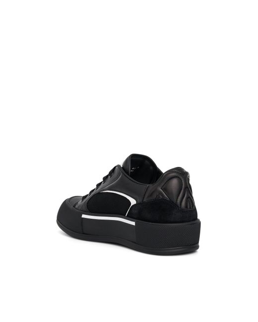 Alexander McQueen Black New Deck Lace-Up Plimsoll Sneakers, /, 100% Calf Leather for men