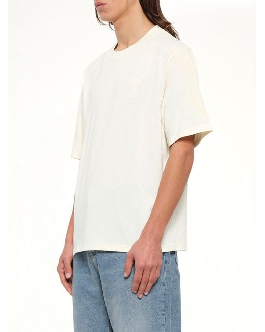 AMI White Tonal Embossed Big Ami De Coeur T-Shirt for men