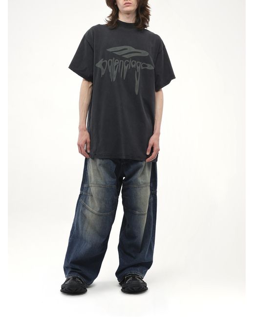 Balenciaga Black T-Shirt With Logo for men