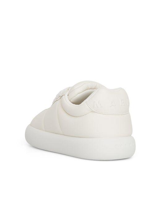 Marni White Padded Lace-Up Sneakers, , 100% Rubber