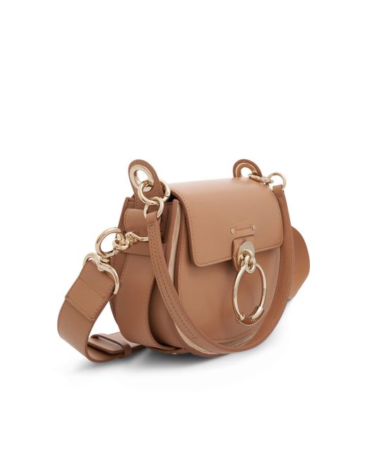 Chloé Small Tess Bag In Shiny & Suede Calfskin In Light Tan In Brown | Lyst