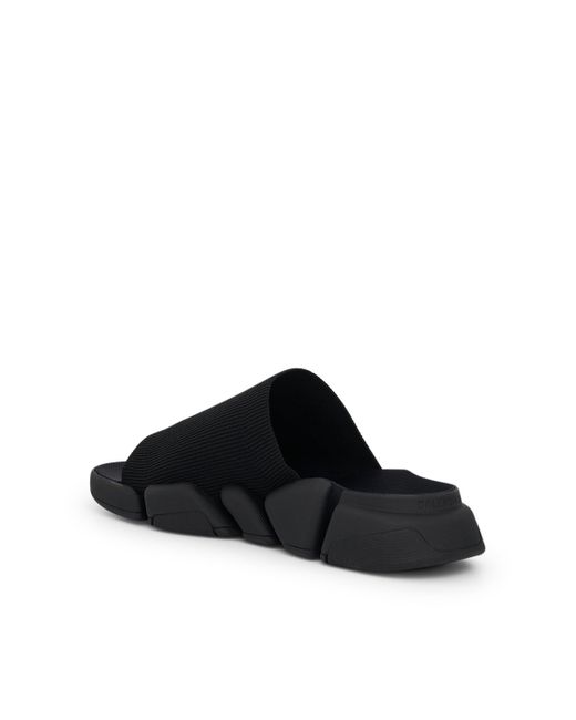 Balenciaga Black Speed 2.0 Recycled Knit Slide Sandals, , 100% Rubber for men
