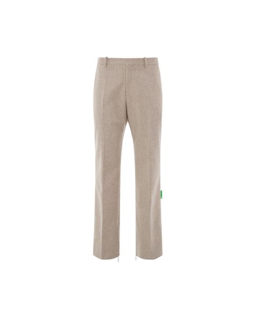 Off-White c/o Virgil Abloh Natural Off- Tag Wool Slim Zip Pants, , 100% Cashmere for men