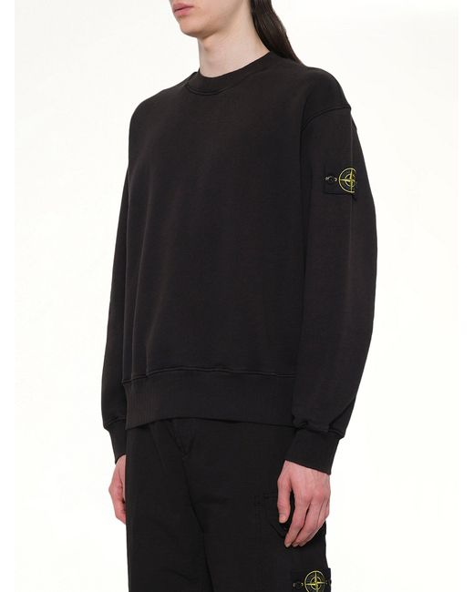 Stone Island Black 610002 Heavy Cotton Fleece Sweatshirt for men