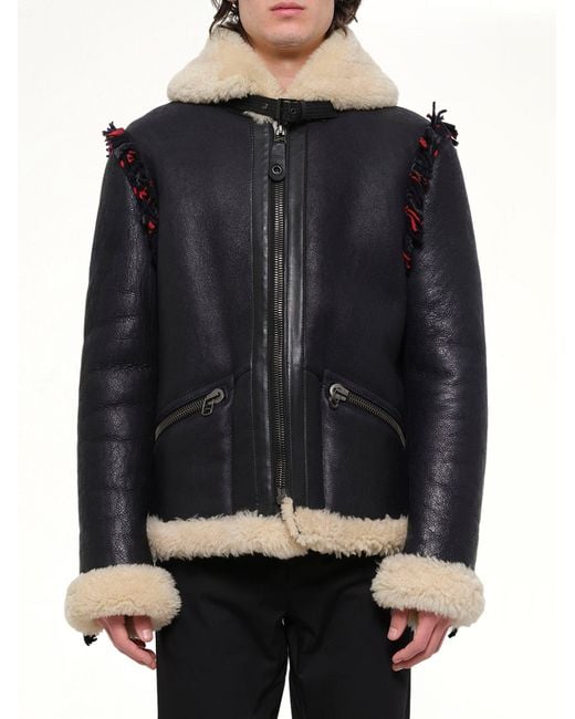 Lanvin Black Vintage Shearling Jacket for men