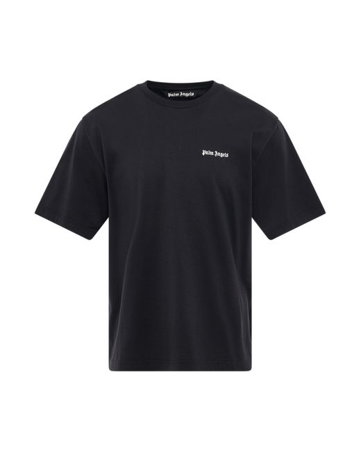 Palm Angels Black Embroidered Logo Slim T-Shirt, Short Sleeves, , 100% Cotton, Size: Medium for men