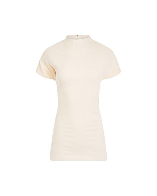 Khaite White Helene Top, Short Sleeves, , 100% Cotton