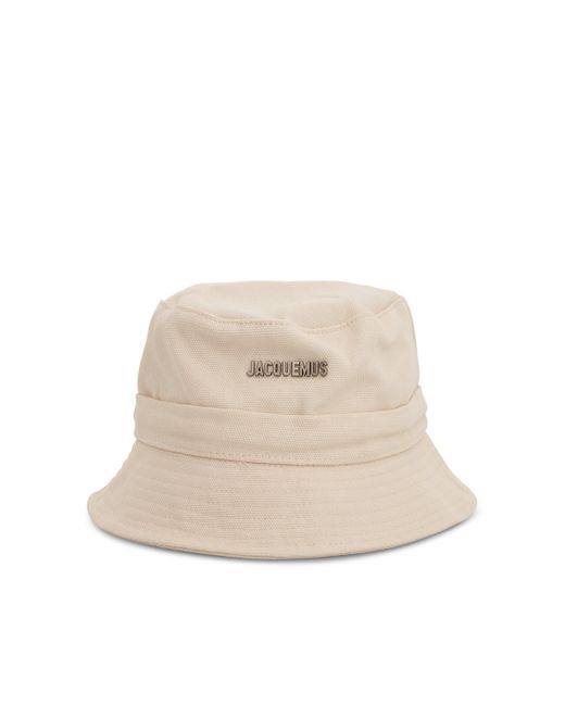 Jacquemus Natural Gadjo Knotted Bucket Hat, Off, 100% Cotton