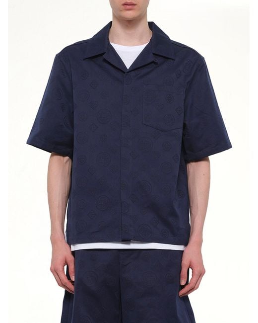 Casablanca Blue Monogram Ss Shirt for men