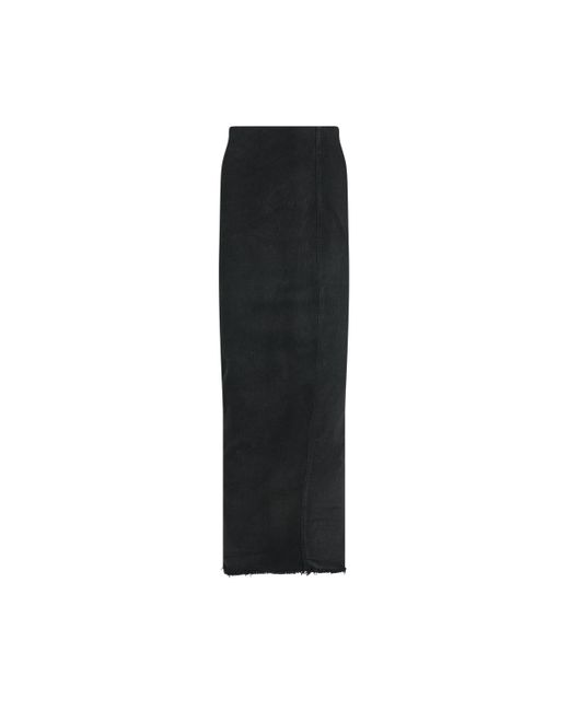 Rick Owens Black Dirt Pillar Denim Skirt, , 100% Cotton