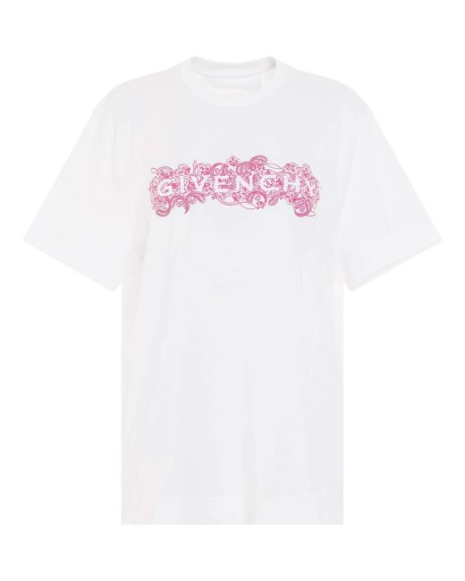 Givenchy White 4G Embroidered Logo Classic Fit T-Shirt, Round Neck, Short Sleeves, 100% Cotton, Size: Small