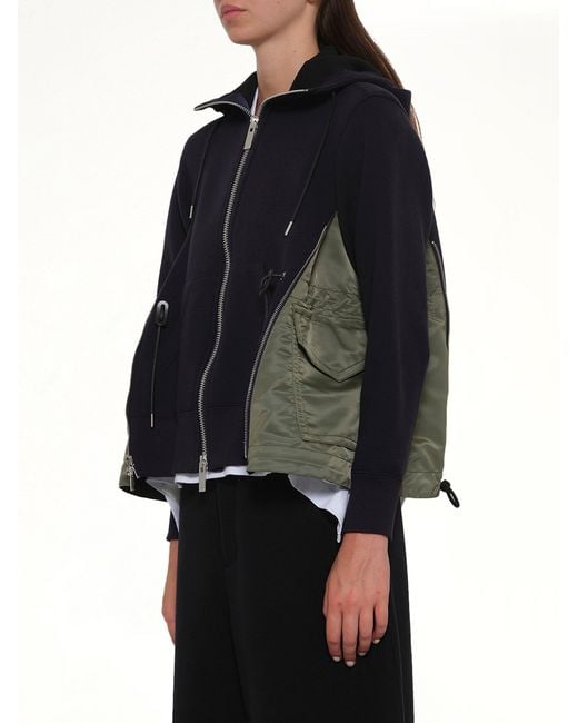 Sacai Blue Sponge Sweat X Nylon Twill Hoodie
