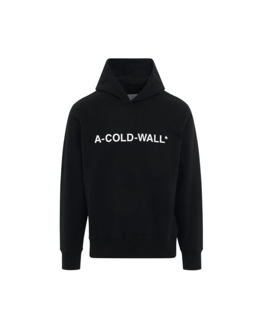 A_COLD_WALL* Black Essential Logo Cotton Hoodie, Long Sleeves, , 100% Cotton, Size: Large for men