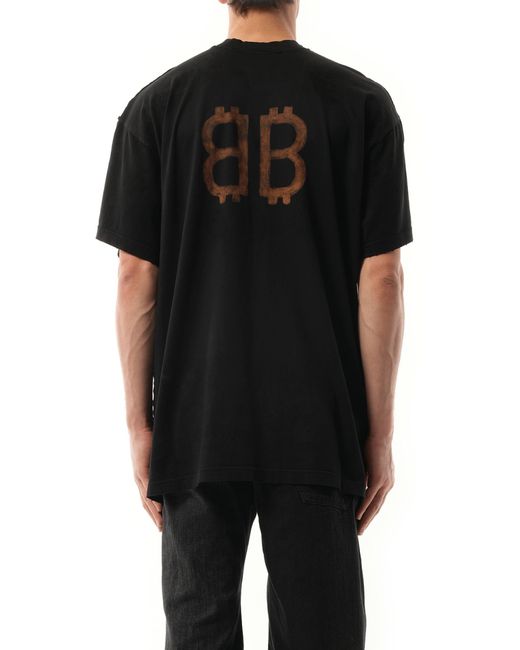 Balenciaga Black Double Front T-Shirt, Short Sleeves, 100% Cotton for men
