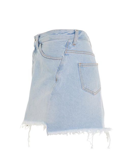 Off-White c/o Virgil Abloh Blue Off- Twisted Bleach Mini Skirt, Light, 100% Cotton